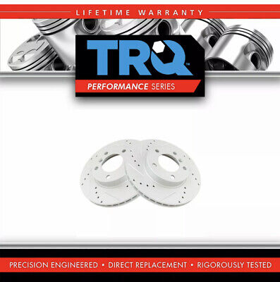 TRQ Performance Brake Rotor Drilled & Slotted Coated Front Pair for BMW
