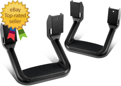 SSTEP-BK Pair Black Aluminum Side Hoop Steps Compatible with Most Pickups and Su