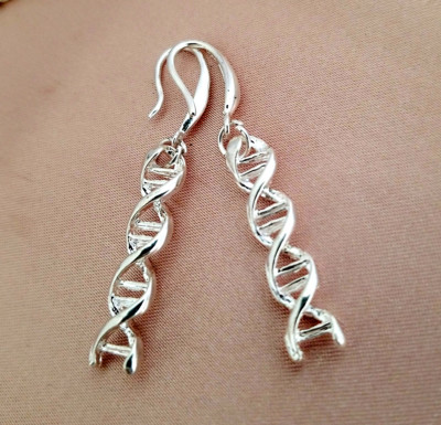 DNA Helix Molecule Biology Science gift Earrings- 925 silver for her girls women