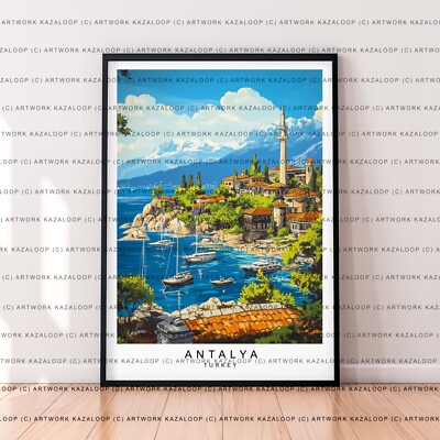 Antalya Hafen Kunst Illustration Druck ungerahmt Antalya Reise Poster Deko