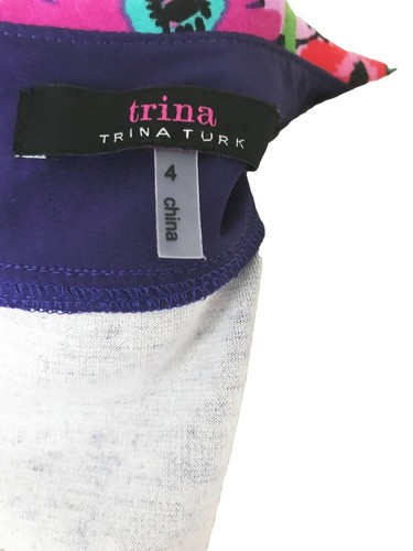 Authentic Trina Trina Turk Bright Floral Multi-color Sleeveless Jersey Dress 4 - Picture 7 of 8