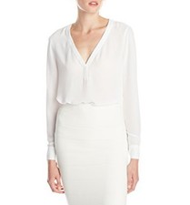 NEW BCBG MAX AZRIA WHITE KLAIRE LONG-SLEEVE BLOUSE TOP OSO1T750/S522A SIZE M