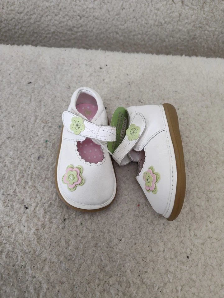 Teeny Toes Baby Girls Flat 3 White Leather Mary Jane Ballet Shoes - Image 4 of 4