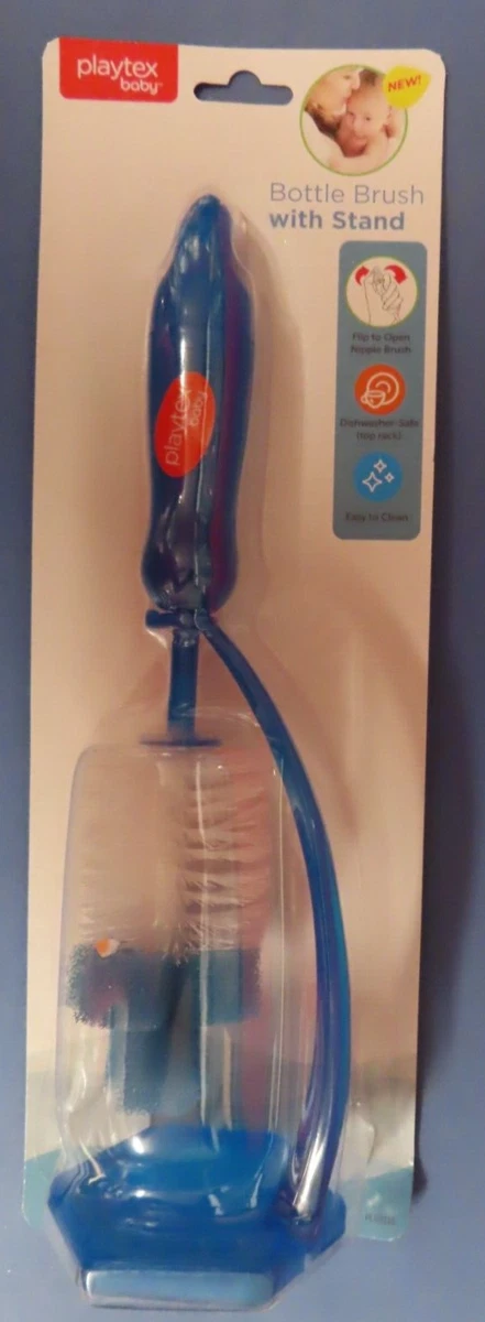Playtex Baby Bottle Brush with Stand. Choose color Blue or Pink