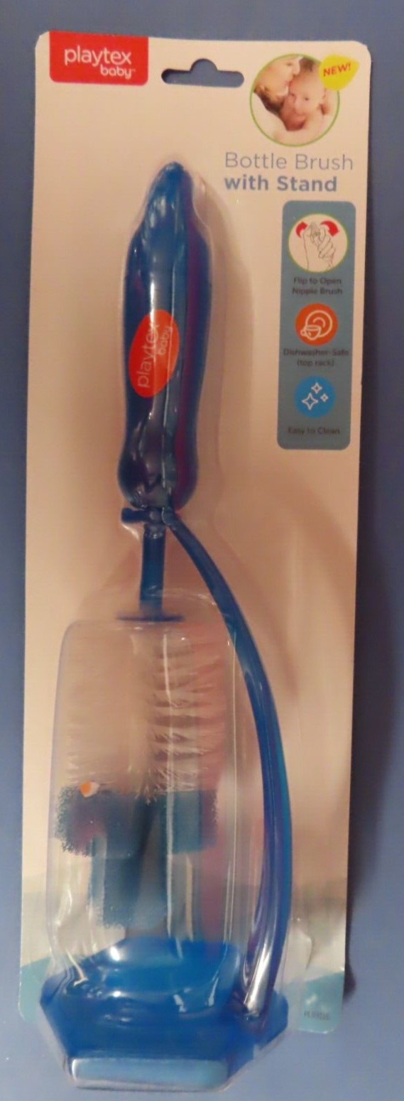 Playtex Baby Bottle Brush with Stand.  Choose color Blue or 
