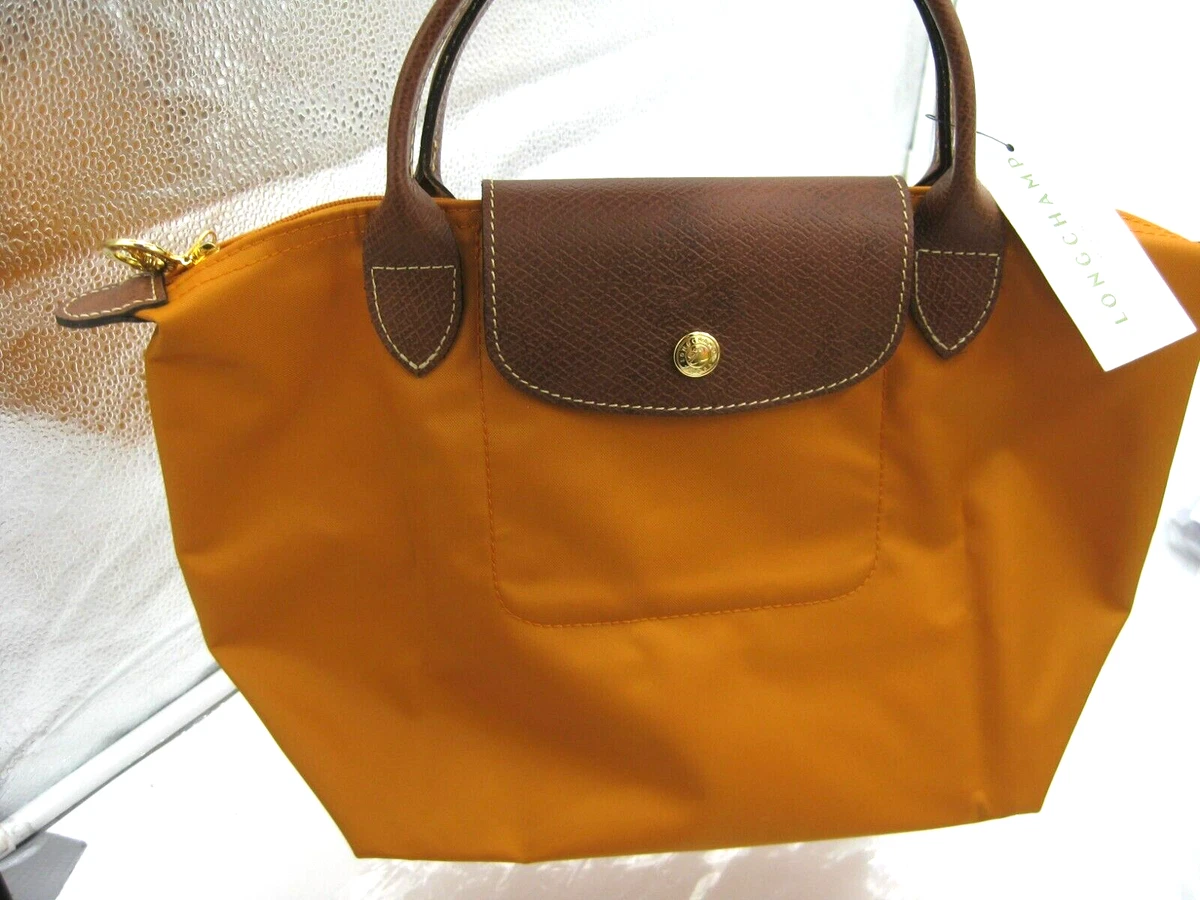 Longchamp orange Medium Le Pliage Top-Handle Tote Bag