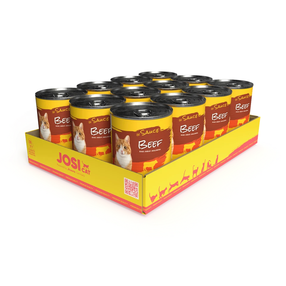 JOSI CAT JosiCat Beef in Sauce (12 x 415 g) | Feines Nassfutter in Sauce | mit Rind