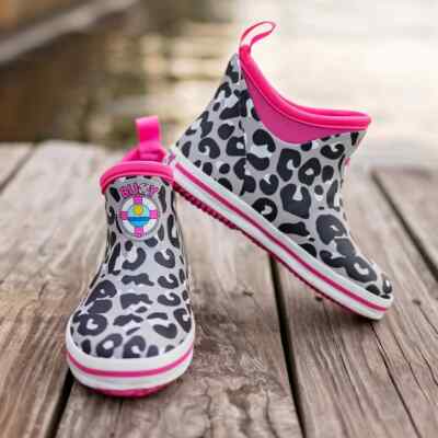 Buoy Boots Pink Cheetah Print Ankle Boots Kids 5 Fishing/ Woods/ Riding/ Rain
