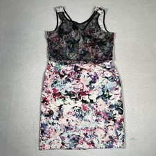 Metaphor Women's Floral Dress Size Large Black Lace Top Sleeveless