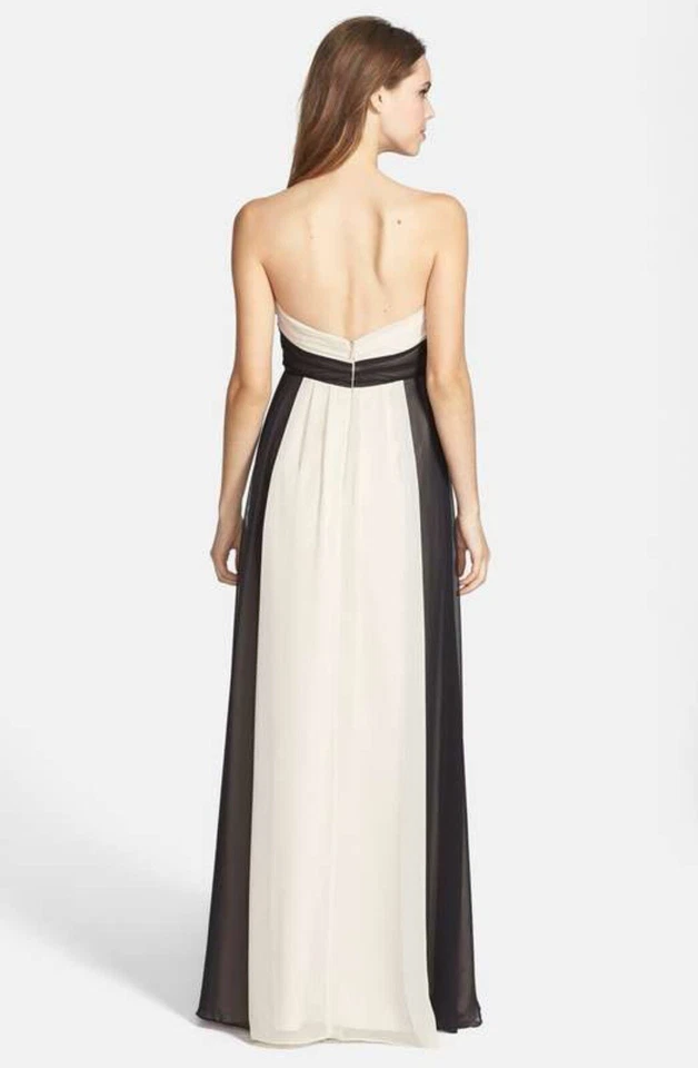 Nuevo JIM HJELM OCASION Vestido/Vestido de Gasa Sin Tirantes Negro y Beige Talla 10 Foto 2 de 3