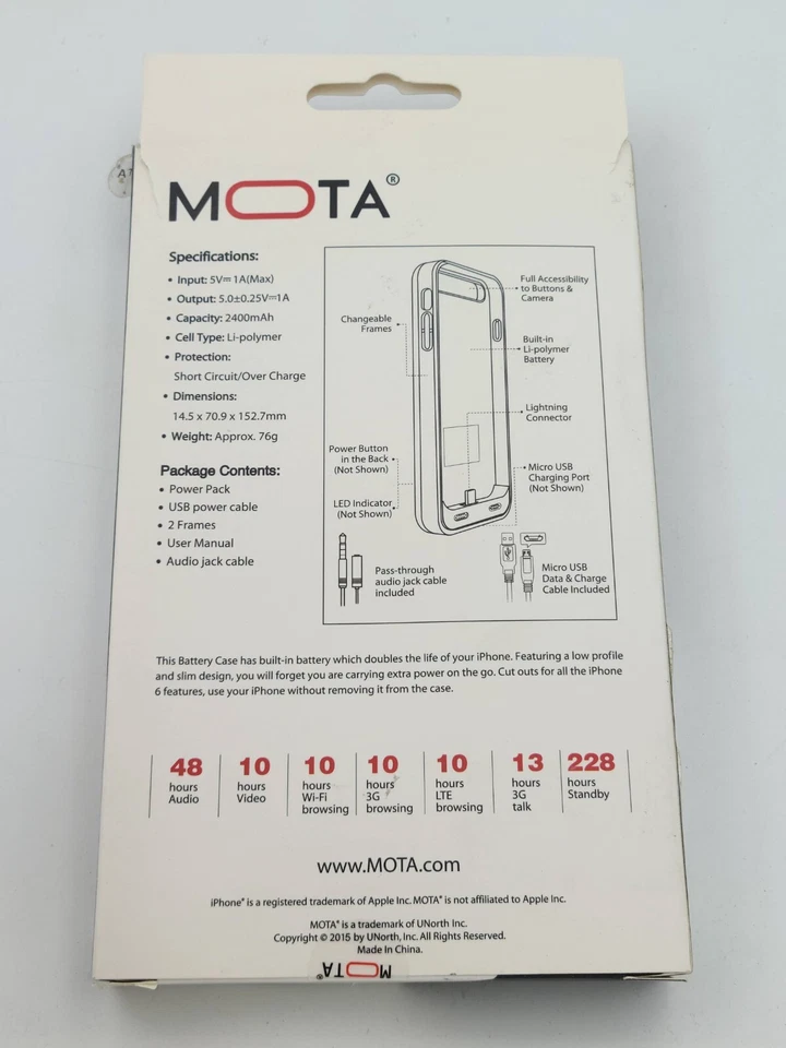 Funda Batería Mota para iPhone 6 2400 mAh Marco Transparente Teléfono Cargador Estuche Rosa Foto 2 de 2