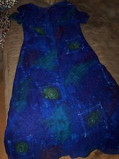 Vintage Ladies iFi Elegant Blue,Green & Purple Dress Fully Lined Size S
