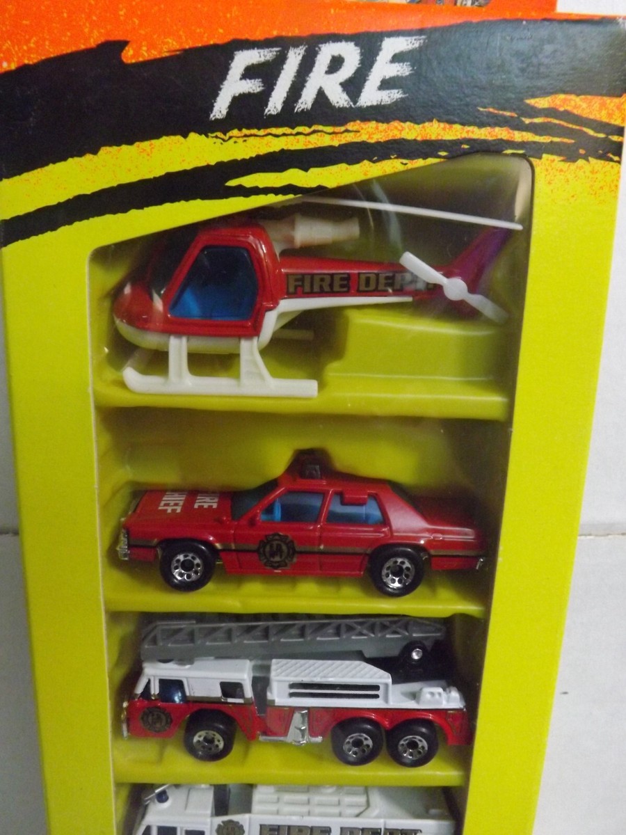1994 Matchbox Fire 5 Car Gift Pack Fire Chief-Fire Rescue