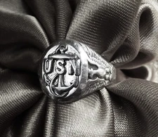 ANTIQUE OSTBY BARTON TITANIC UNITED STATES NAVY ANCHOR EAGLE STERLING MEN'S RING