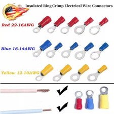 Insulated Ring Crimp Electrical Wire Connectors Spade Terminals 22-10AWG USA