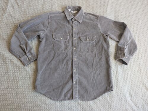 Vintage Black Duck Shirt Men Large Gray Heavy Corduroy Hunting Outdoors USA Made