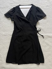 NWT Forever21 Swiss Dot Black Wrap Dress 