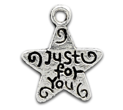 Lot De 20 Pendentifs étoiles Argentés JUST FOR YOU - Perles Breloques Pour Création Bijoux