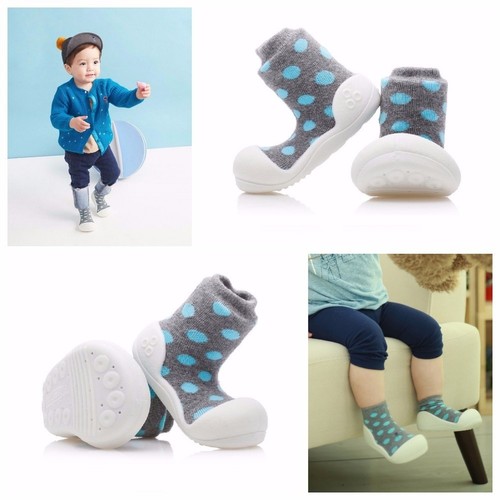 Attipas a Pois Grigio Barefoot Culla Scarpe Calze Antiscivolo neonato  bambino | eBay