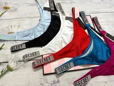 Victoria's Secret Shine Strap  SWIM RHINESTONE THONG BIKINI BOTTOM