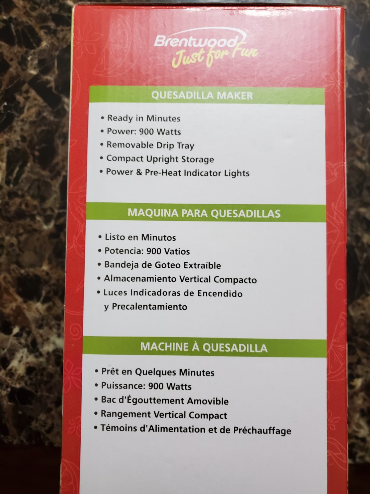 New Brentwood Quesadilla Maker 8" NonStick 6 Sectional Pcs NEW IN BOX