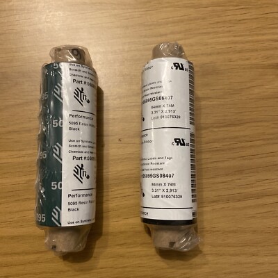 2 x 05095GS08407 Zebra 5095 84x74 mm schwarz Hochleistungsharz Drucker Farbband