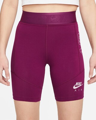 NIKE AIR WOMEN'S HIGH RISE BIKE SHORTS SANGRIA/PLUM #DM6055-NWT