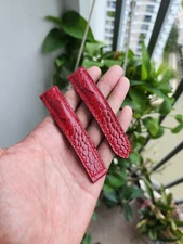 20/18MM Red 100% Genuine Ostrich Legs Leather Skin Watch Strap Band- Handmade