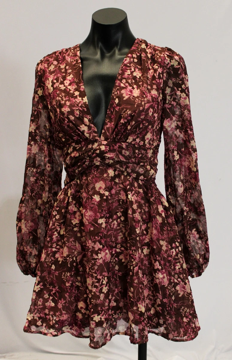 short burgundy dress long sleeve Burgundy Sheath Long Sleeves Boat Neck Short Wedding Guest Dress, Burgundy / S