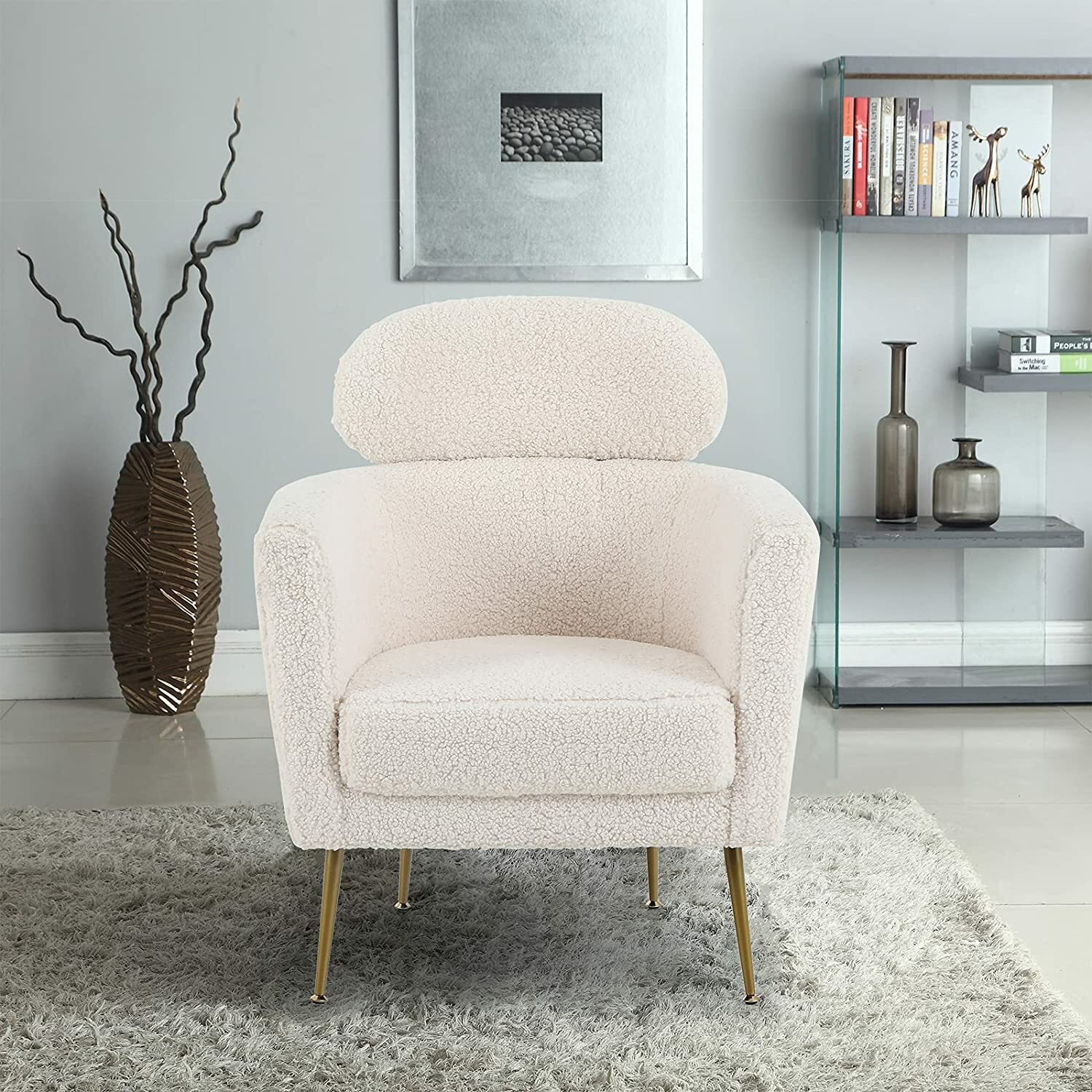 Living Room Chairs Accent Chair Leisure Chair Middle Back Sherpa Arm Chair