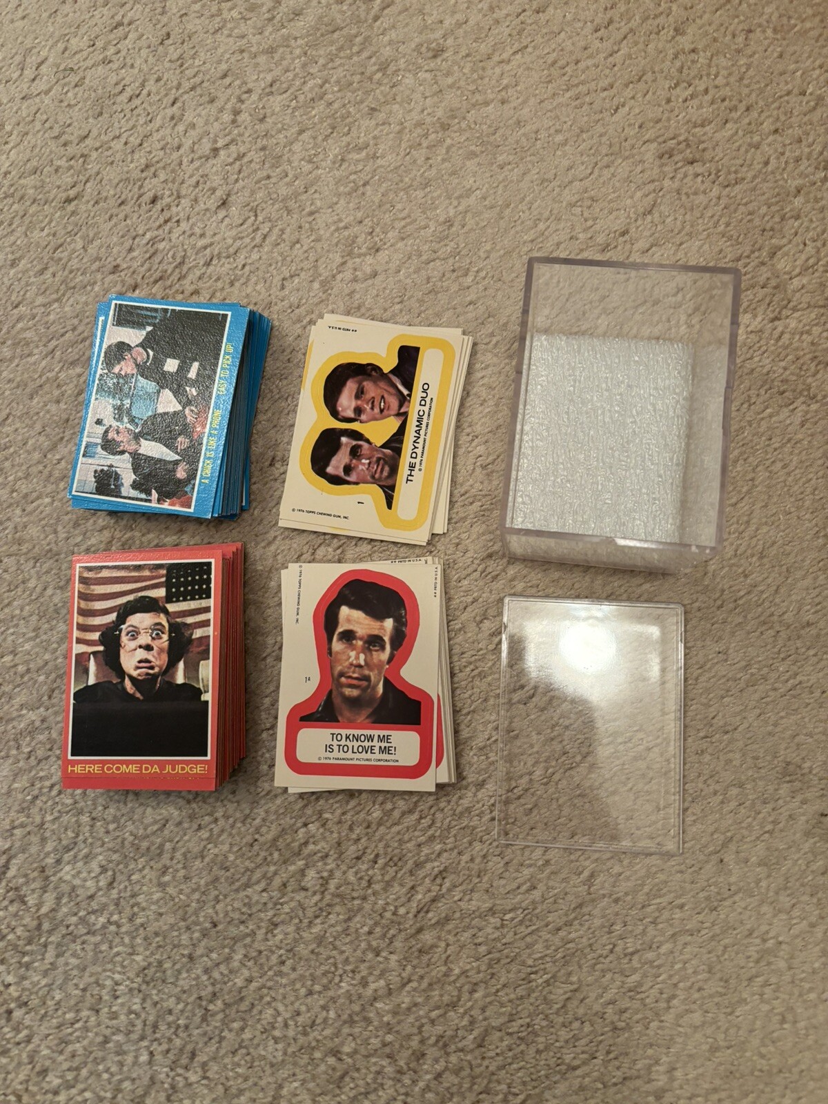 HAPPY DAYS CARDS  BOTH SETS BLUE AND RED 44 CARDS AND 11 STICKERS IN BOTH