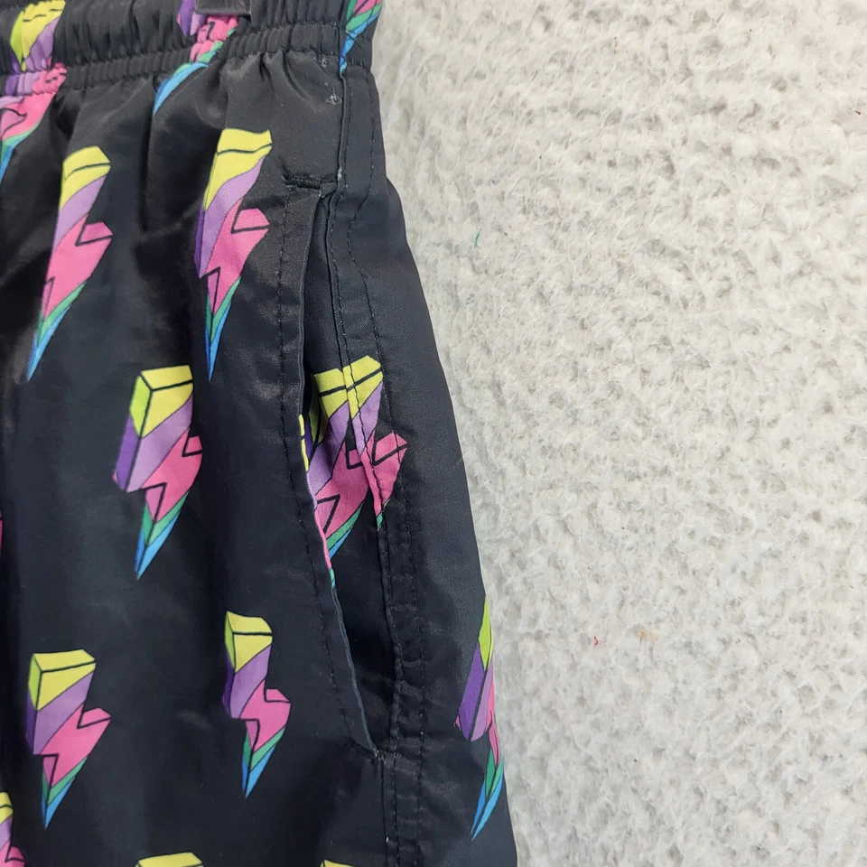 Bañador WESC Para Hombres Pequeño Negro Rayo Pernos Forrados Pantalones Cortos Playa Elástico Foto 4 de 4