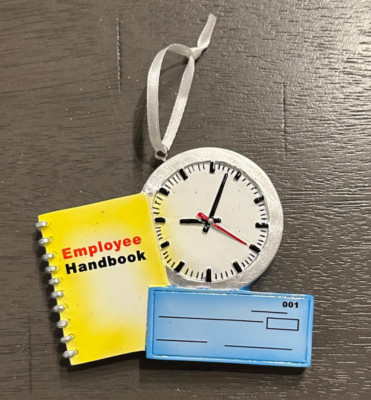 Employee Handbook Clock & Paycheck Worker Employee Personalizable Ornament
