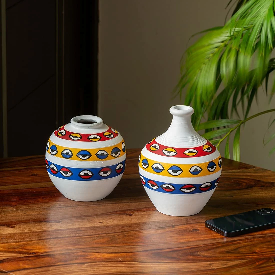 The Occhio Di Horus' Dipinto a Mano Matki Forma Terracotta Vaso Pentole per Casa