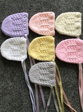 NEW HAND KNITTED BABY BONNET NEWBORN - 0/3 MONTHS