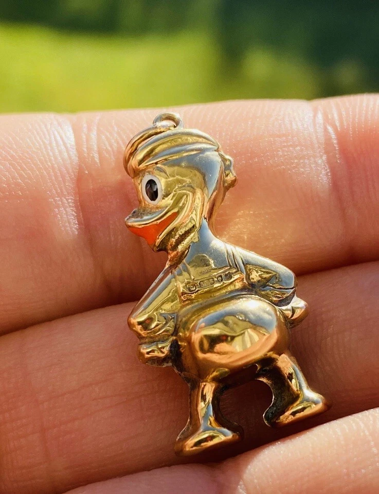 Vintage Georg Jensen 9k 9ct Gold Donald Duck Pendant Charm London 1975, Rare - Image 4 of 4
