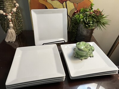 4 The Cellar Whiteware  8'' Square Salad Plates. (2 Sets available) New