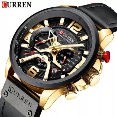 Herren Armbanduhr Chronograph Wasserdicht Kalender Datum Analog Quarz Uhr CURREN - Bild 1 von 4