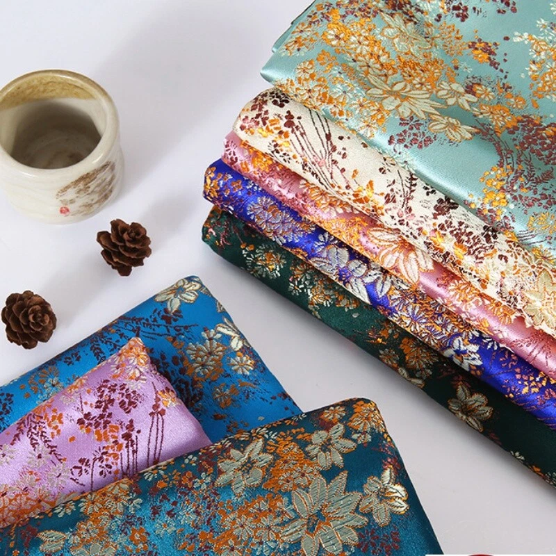 Kunstseide Satin Stoff Handwerk Brokat Damast Bestickt Geblümt Kleid 75 100cm - Bild 2 von 4