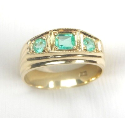 Colombian Emerald Unisex Ring 1.00 Carat 18K Gold Size 10.50 Fine Jewelry Muzo  