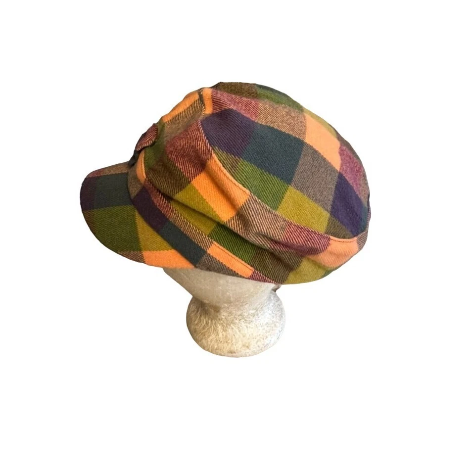 Vintage D & Y Wool Blend Plaid Newsboy Cap Hat - Image 2 of 4