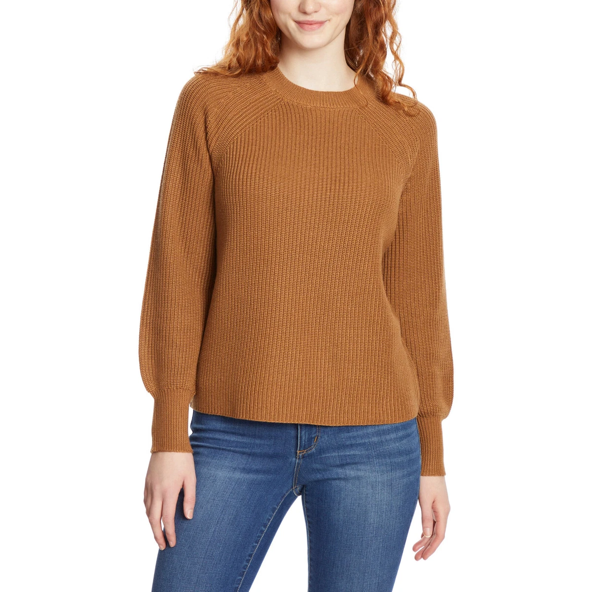 Camel crew neck sweater women's sale