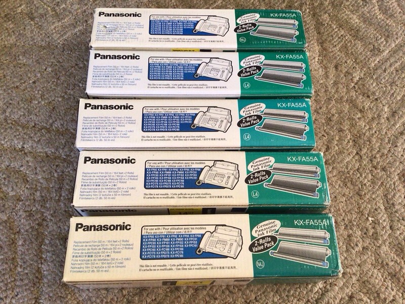 Genuine Panasonic KX-FA55A Fax Ink Replacement Film Cartridges 2 Rolls ,LOT OF 5