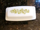Vintage Pyrex Green Spring Blossom Crazy Daisy 7” Butter Dish w/Lid USA 72-b