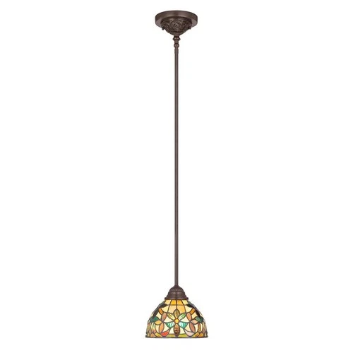 Quoizel Kami 8" Wide Tiffany-Style Floral Art Glass Mini Pendant Light - Picture 2 of 3