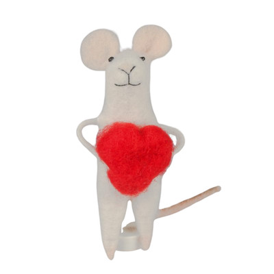 Filzmaus mit Liebe Herz Deko von Originals Valentinstag Geschenkidee