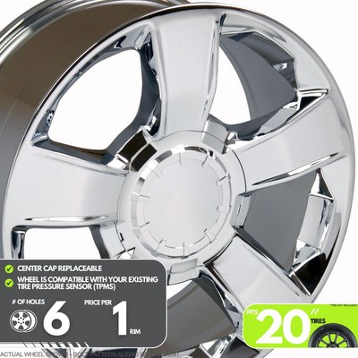 20inch Chrome Alloy 6x5.5 Wheel Rim for Chevrolet Avalanche 1500, OEIN591 20x8.5