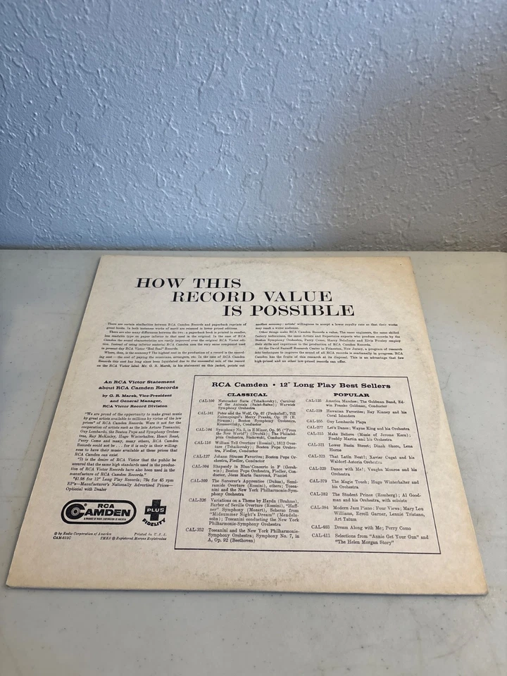 NUTCRACKER SUITE/ CARNIVAL OF THE ANIMALS VINYL RECORD LP 1953 RCA CAMDEN VG+ Foto 2 de 4