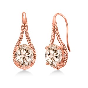 Authentic 18K Rose Gold Plated Silver 9X7MM Gemstone Birthstone French Wire Dangle Hook