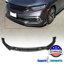 Fits 2019-2021 Honda Civic Sedan Glossy Black Front Bumper Lip Lower Spoiler Kit